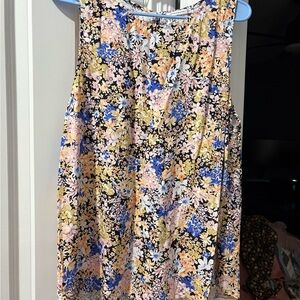 Staccato Floral Tank Top - Blue, Yellow, Pink